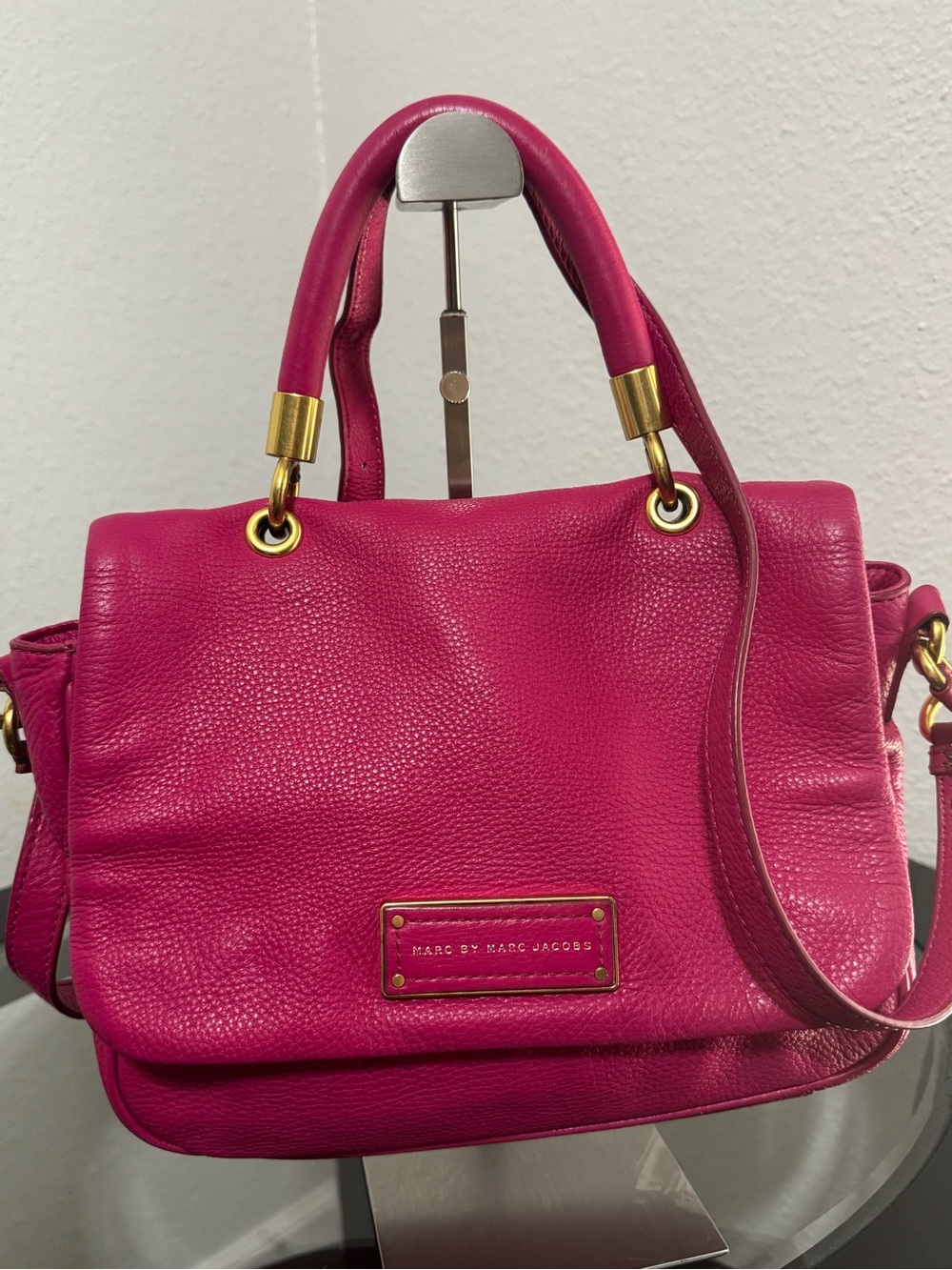 Marc by Marc Jacobs Hot Pink Leather Satchel with Gold Hardware